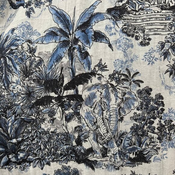 H&M NWT Cream Blue Black Animal Print Smocked Back Midi Dress Size XXL - Picture 2 of 13